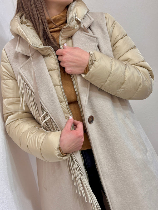 Giubbotto lungo imbottito color beige