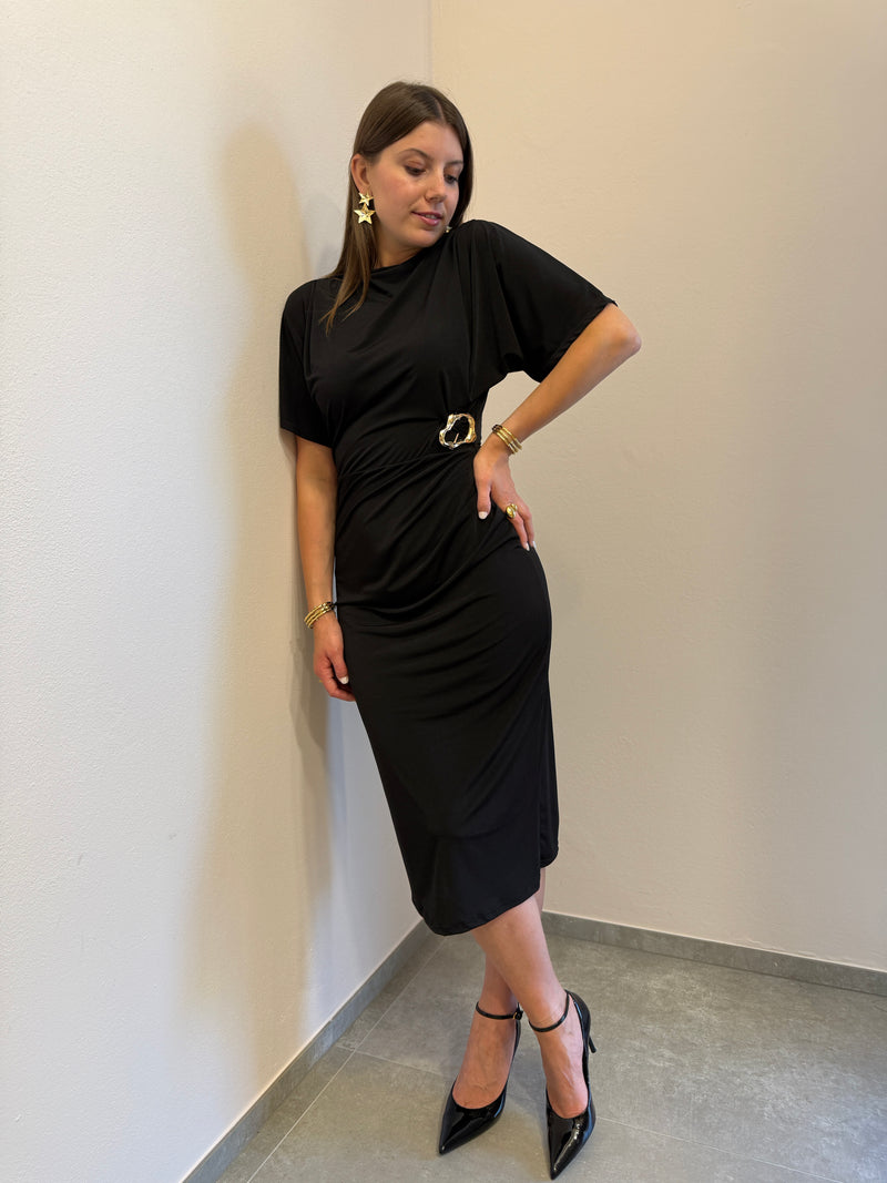 Abito kimono nero con gioiello Susy Mix