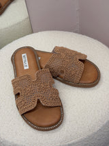 Ciabatta slip-on in tessuto intrecciato
