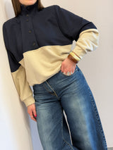Felpa doppio colore blu navy Tensione in