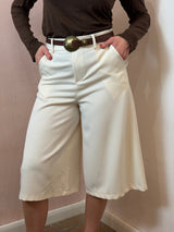 Pantalone corto a gamba larga, Bianco panna - Lumina