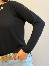 Maglia in viscosa con spacchetti , Kontatto nera