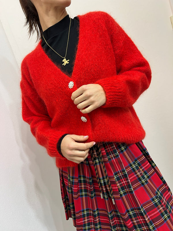 Cardigan in mohair rosso