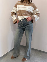 Polo a righe beige Lumina