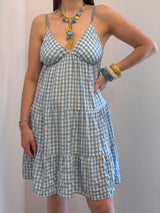 Abito Midi Vichy Azzurro