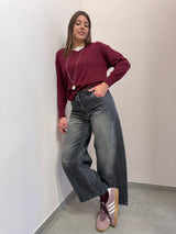 Maglioncino a V misto cashmere Borgogna