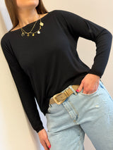 Maglia in viscosa con spacchetti , Kontatto nera