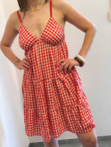 Abito Midi Vichy Rosso