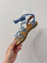 Sandali stringati in corda scamosciata