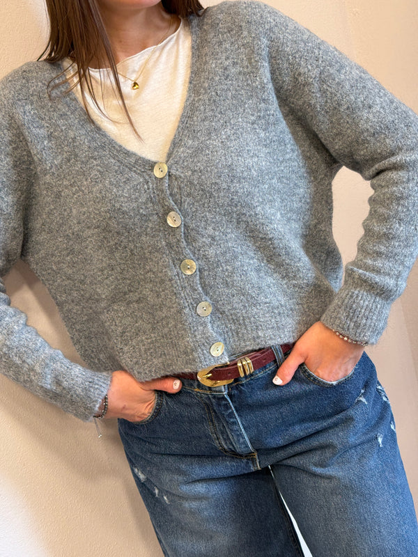 Cardigan con bottoni in madreperla Grey Kontatto