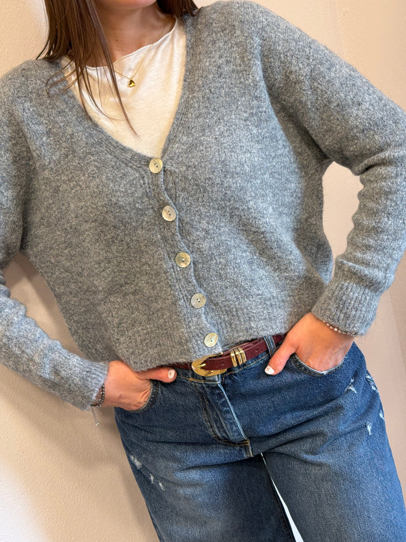 Cardigan con bottoni in madreperla Grey Kontatto
