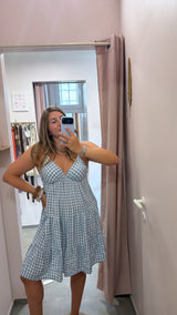 Abito Midi Vichy Azzurro