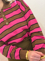 Maglia a polo a righe – Rosa e Marrone - Tensione in