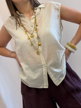 Camicia smanicata in mussola, sabbia