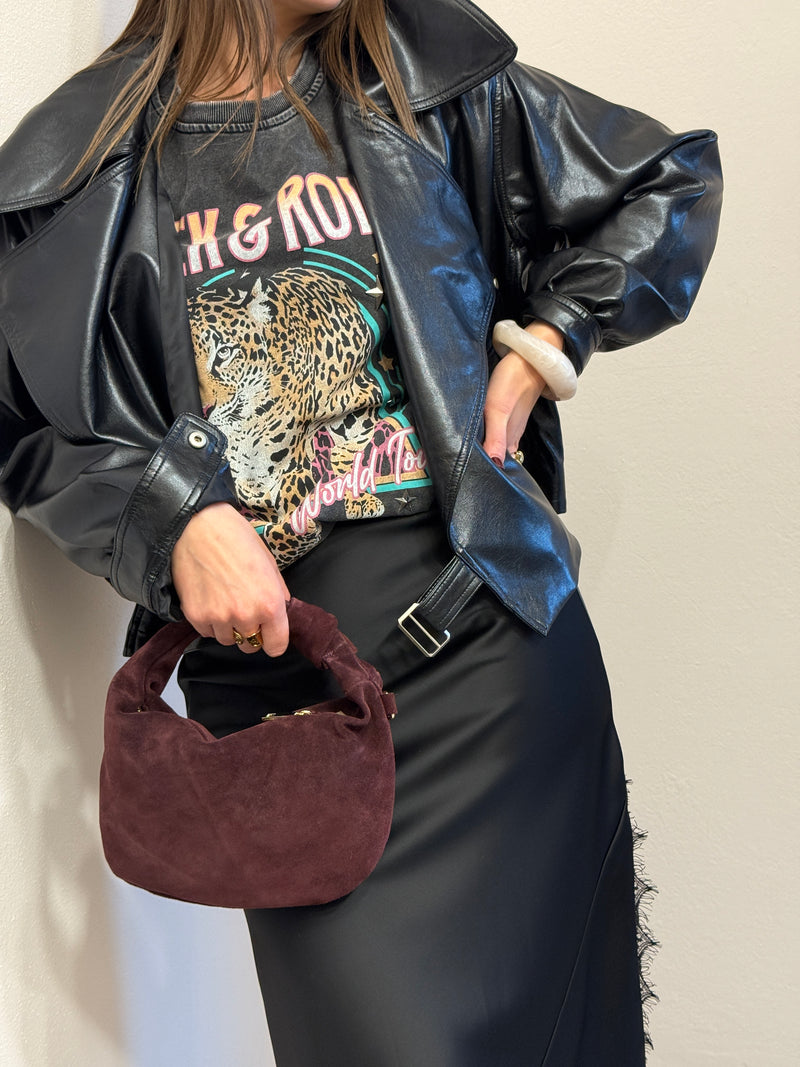 Borsa luna in suede Borgogna
