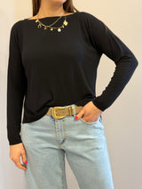 Maglia in viscosa con spacchetti , Kontatto nera