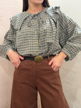 Camicia a quadri con colletto statement e volant