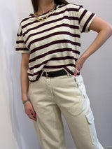 T-shirt rigata misto Lino - Art Love ￼