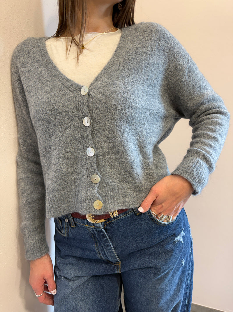 Cardigan con bottoni in madreperla Grey Kontatto