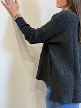 Maglione a barca over grigio/nero