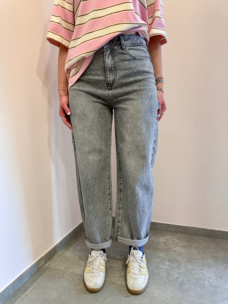 Denim Baloon strass grigio