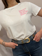 T-shirt ricamata “ canzone di Cremonini” rosa