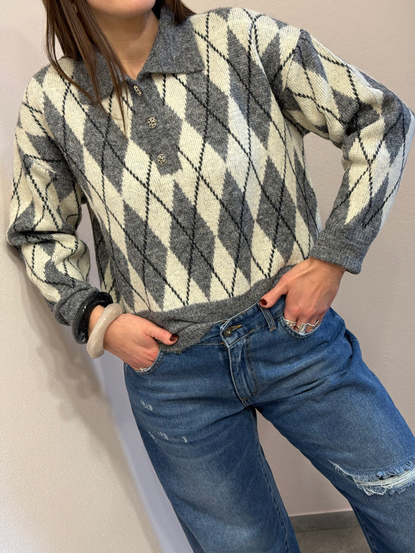Maglione a rombi Grey