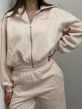 Felpa cropped Kontatto rosa pastello