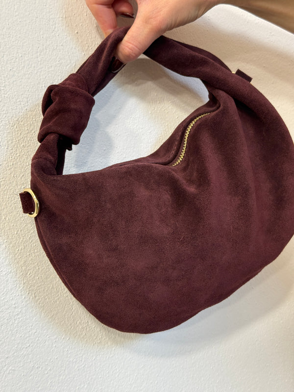 Borsa luna in suede Borgogna
