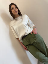 Pantalone in tela di cotone Oliva