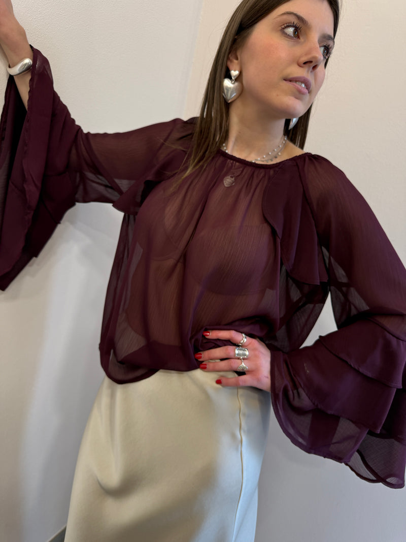 Camicia rouches orchidea Kontatto