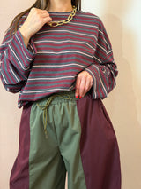 Maglia a righe oversize – Bordeaux e Grigio - Lumina