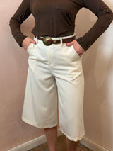 Pantalone corto a gamba larga, Bianco panna - Lumina