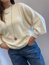 Maglione in alpaca manica 3/4 color burro Kontatto