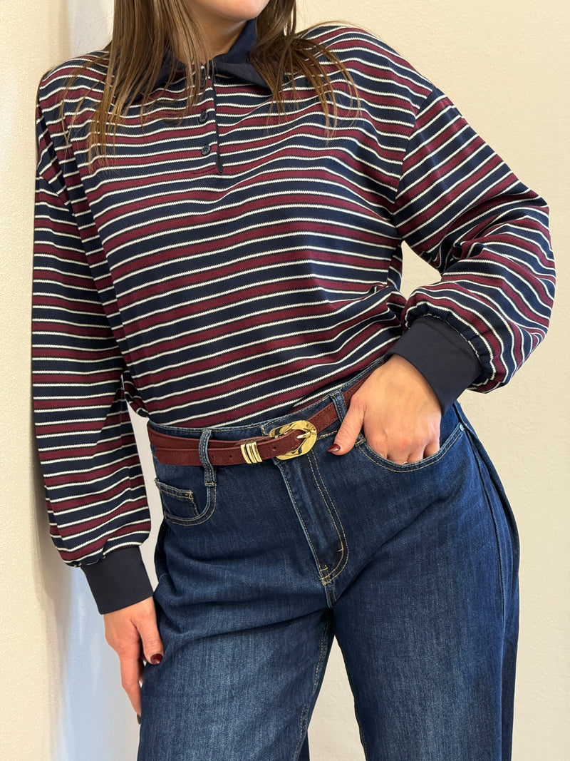 Polo a righe Blu/Borgogna