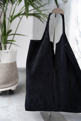 Borsa shopper in suede nera
