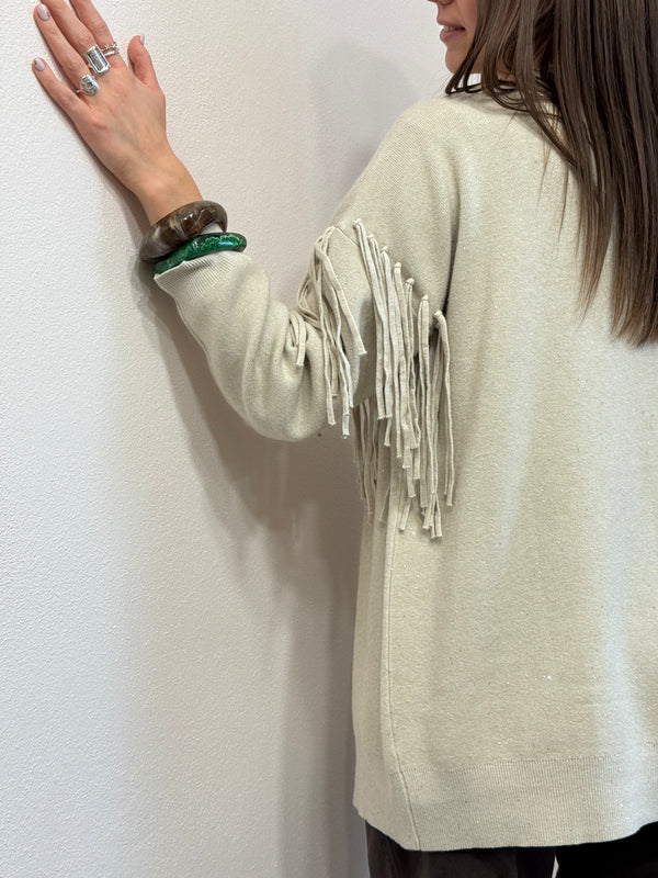 Cardigan aperto color sabbia punti luce