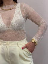 Maglia in pizzo panna