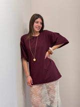 Abito in felpa bordeaux + pizzo Susy Mix