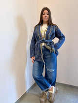 Maxi cardigan fantasia bandana bluette