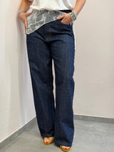 Denim Blue scuro con bandana in pizzo Tensione in
