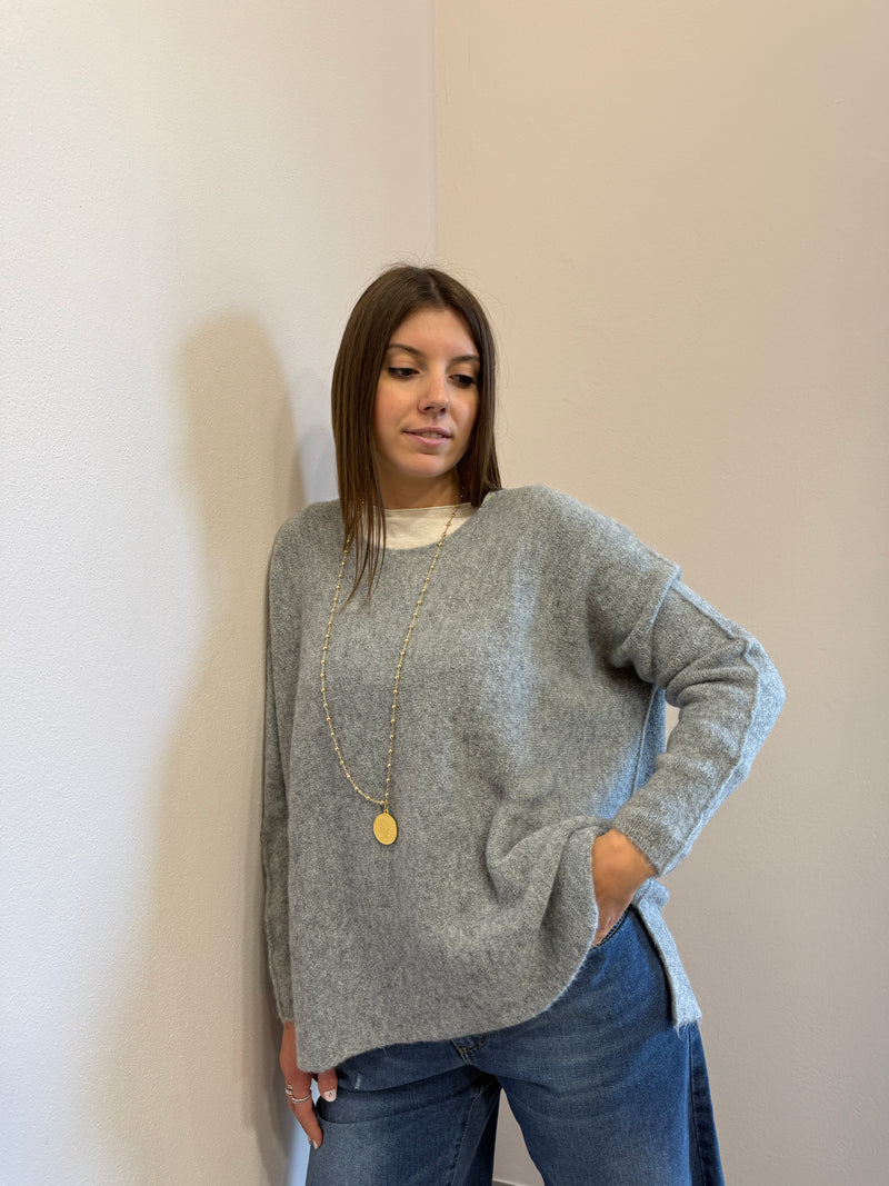 Maglione a barava over grigio chiaro Kontatto