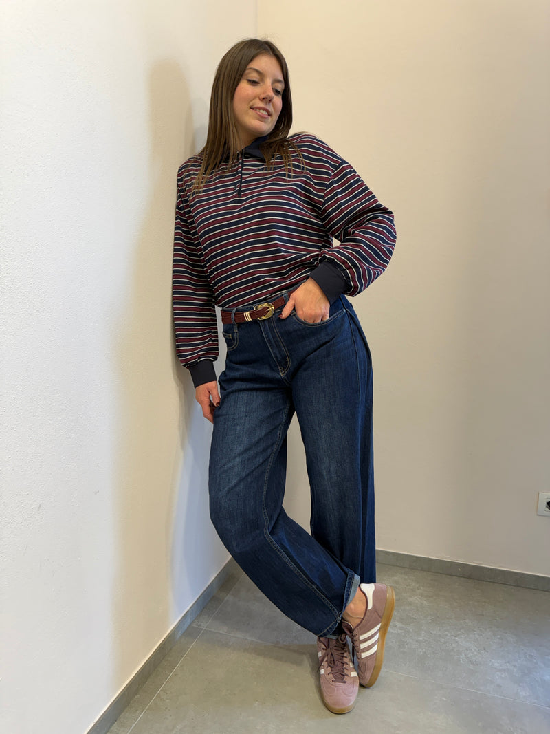 Polo a righe Blu/Borgogna