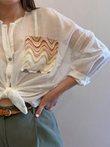 Camicia misto seta, bianco latte - Tensione in