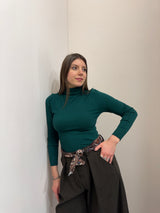 Maglione collo alto verde pino Susy Mix