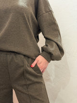 Tuta in felpa "Comfort Urban" – Tortora/Marrone