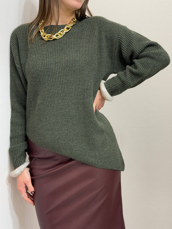 Maglione girocollo fondo asimmetrico, Kontatto