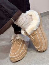 Sabot basso stringato con pelo