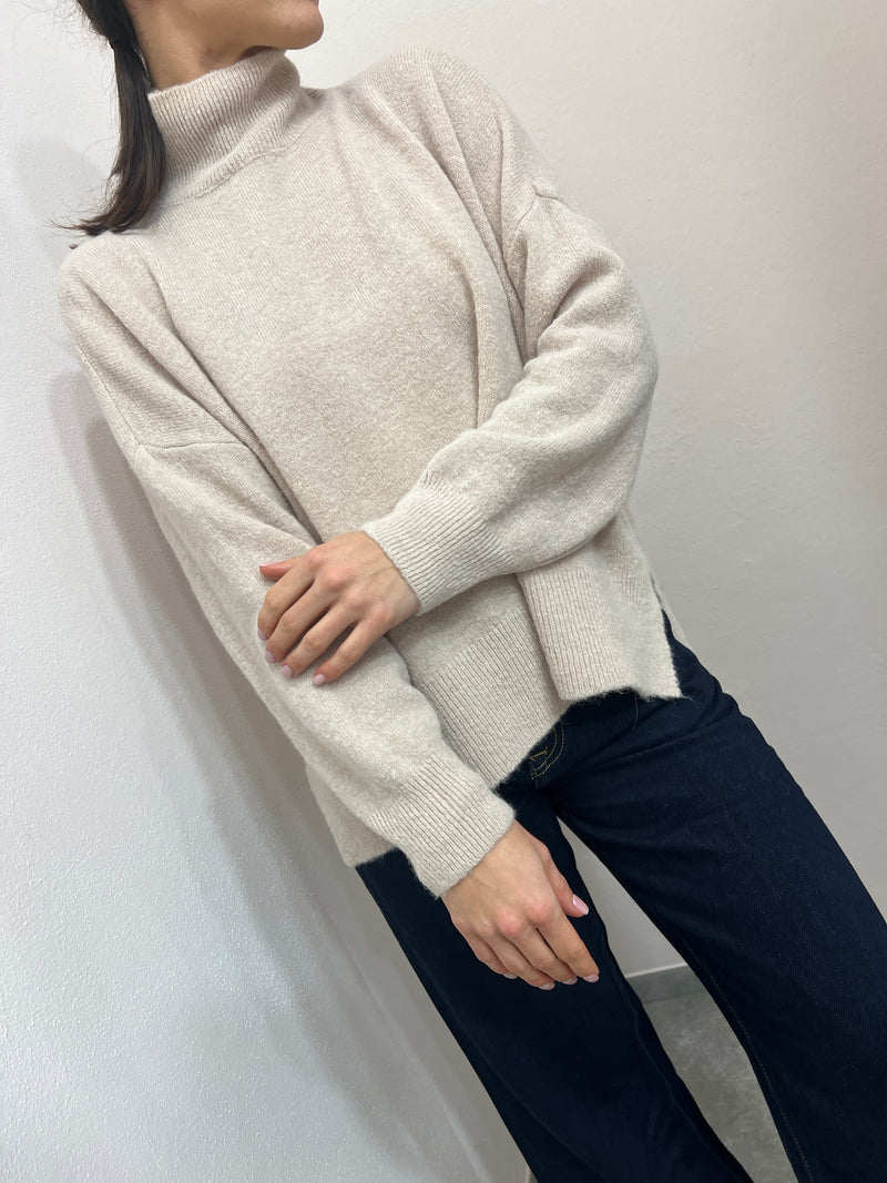 Maglione misto alpaca sabbia