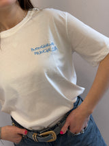 Maglietta ricamata azzurra